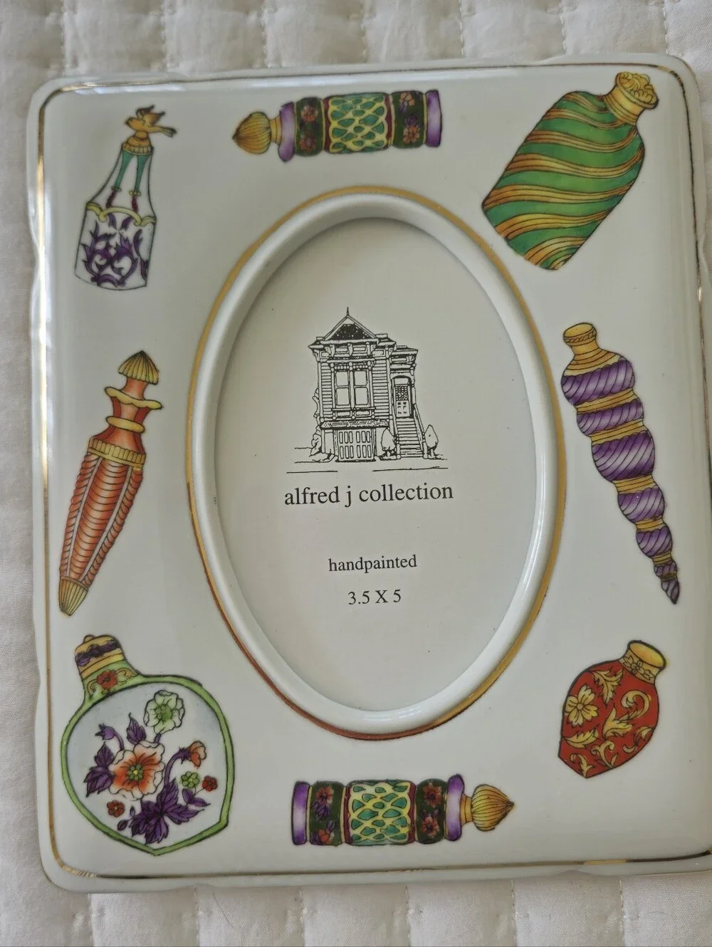 HAND PAINTED CERAMIC PICTURE FRAME A J COLLECTION NEW
